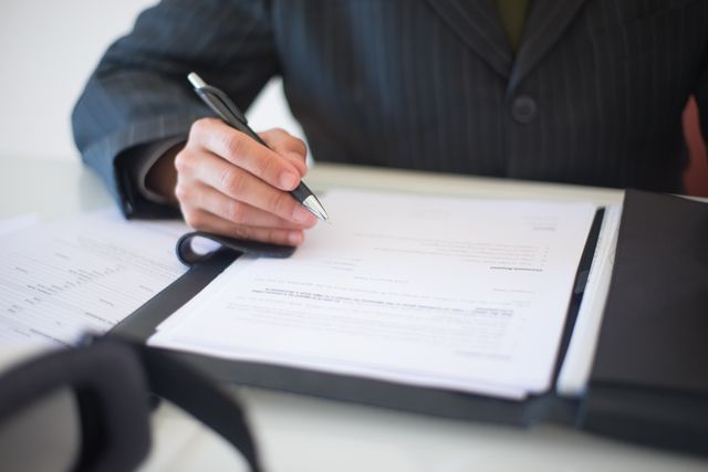 a person reviewing a document